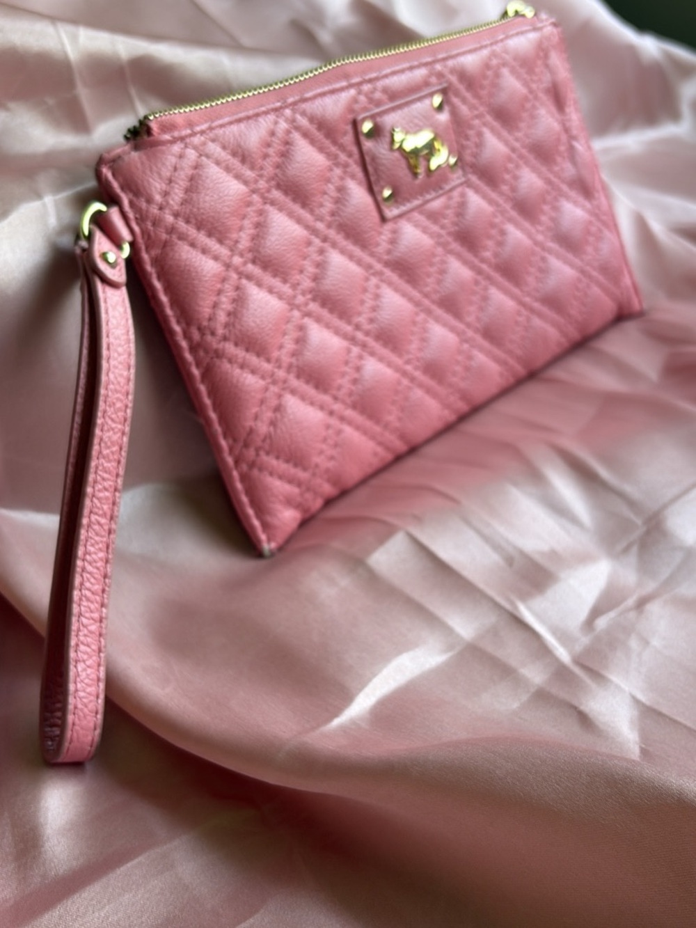 Emma Fox Quilted Pink Wristlet Clutch